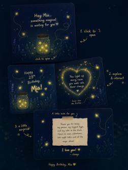 Firefly themed interactive birthday card for Mia