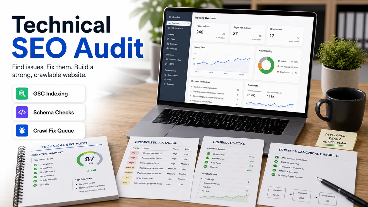 Technical SEO Audit for GSC Indexing, Schema & Crawl Issues