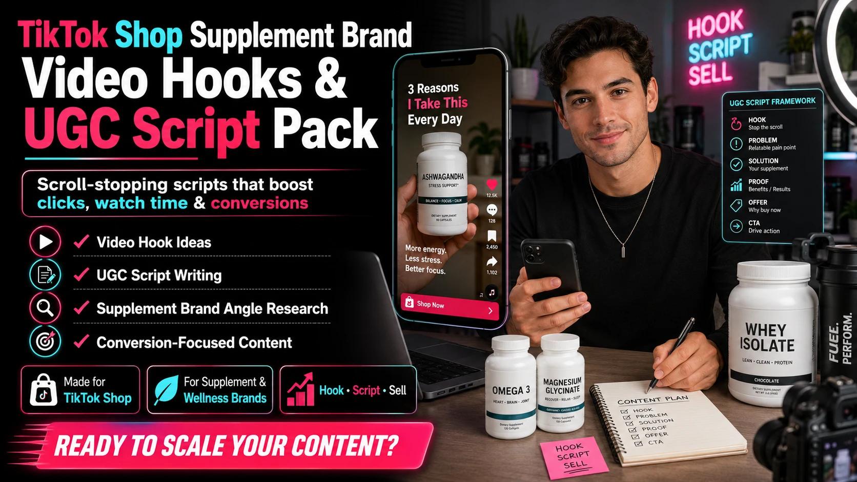 TikTok Shop Video Pack: Hooks, Live Scripts + AI Clips